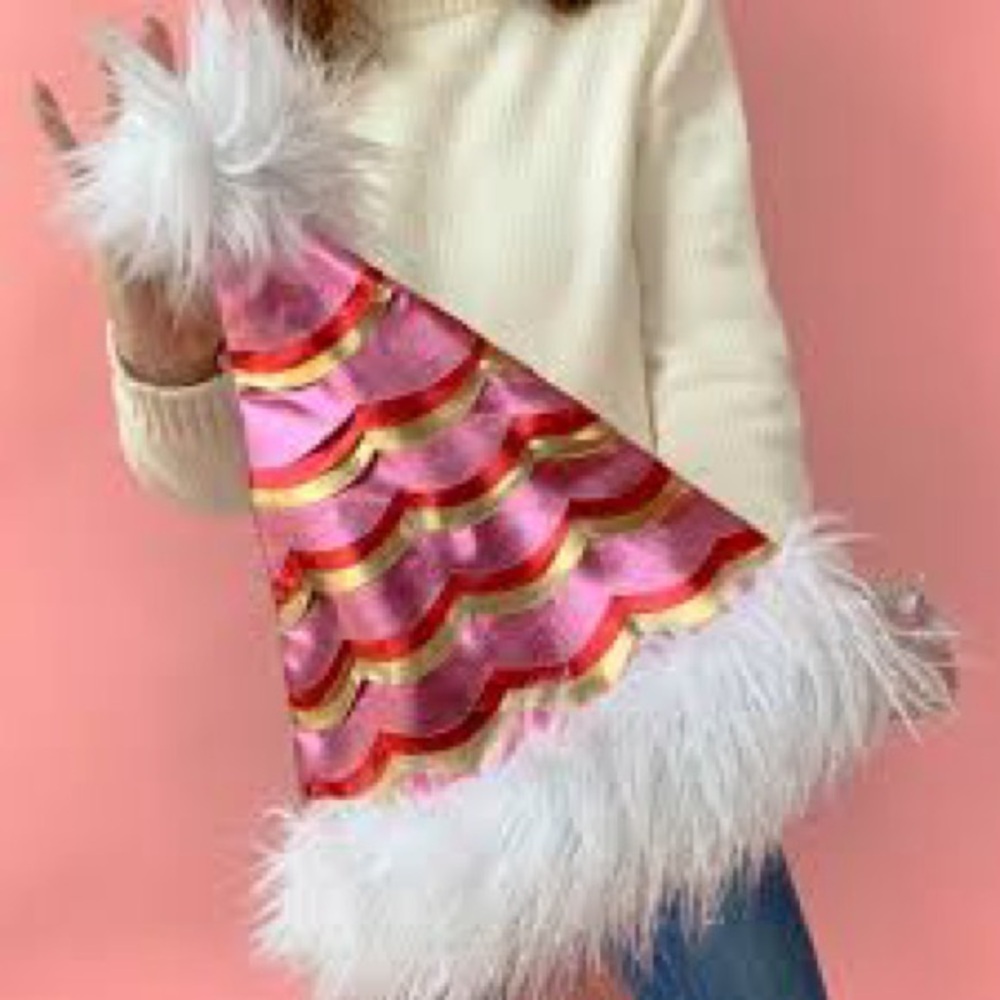 TWO Packed Party 'Lots of Joy' Multi-Colored Scallop Tinsel Infused Faux Fur